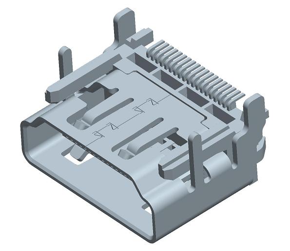 HDMI JACK SERIES/HDMI A TYPE SMT 無(wú)耳無(wú)柱/HDMI-A-1主圖