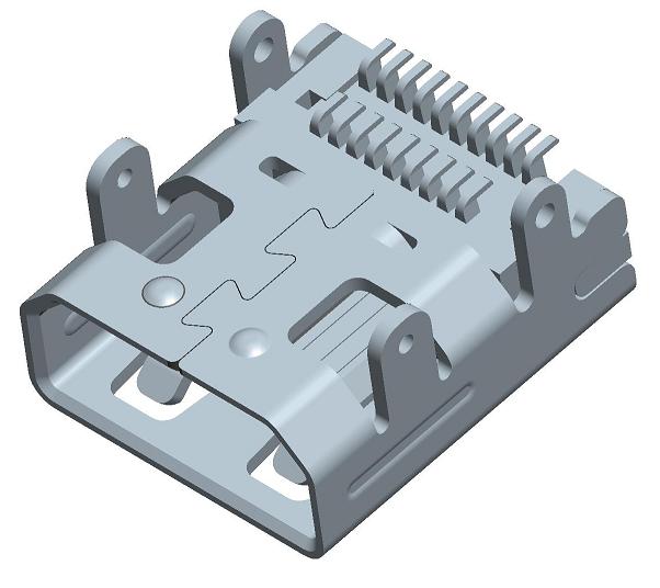 HDMI JACK D TYPE,雙排HDMI插座貼片SMD ,HDMI母座外殼4腳插板  HDMI-D-1主圖