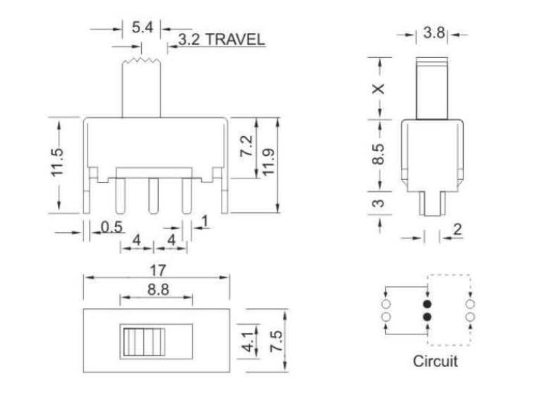 SS-22F05(2P2T)撥動開關(guān)