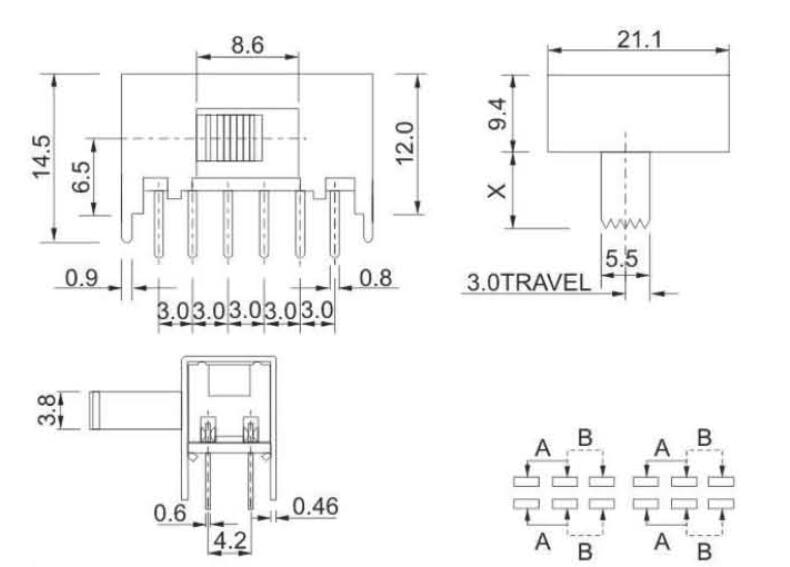 SK-42F01(4P2T)撥動(dòng)開關(guān)